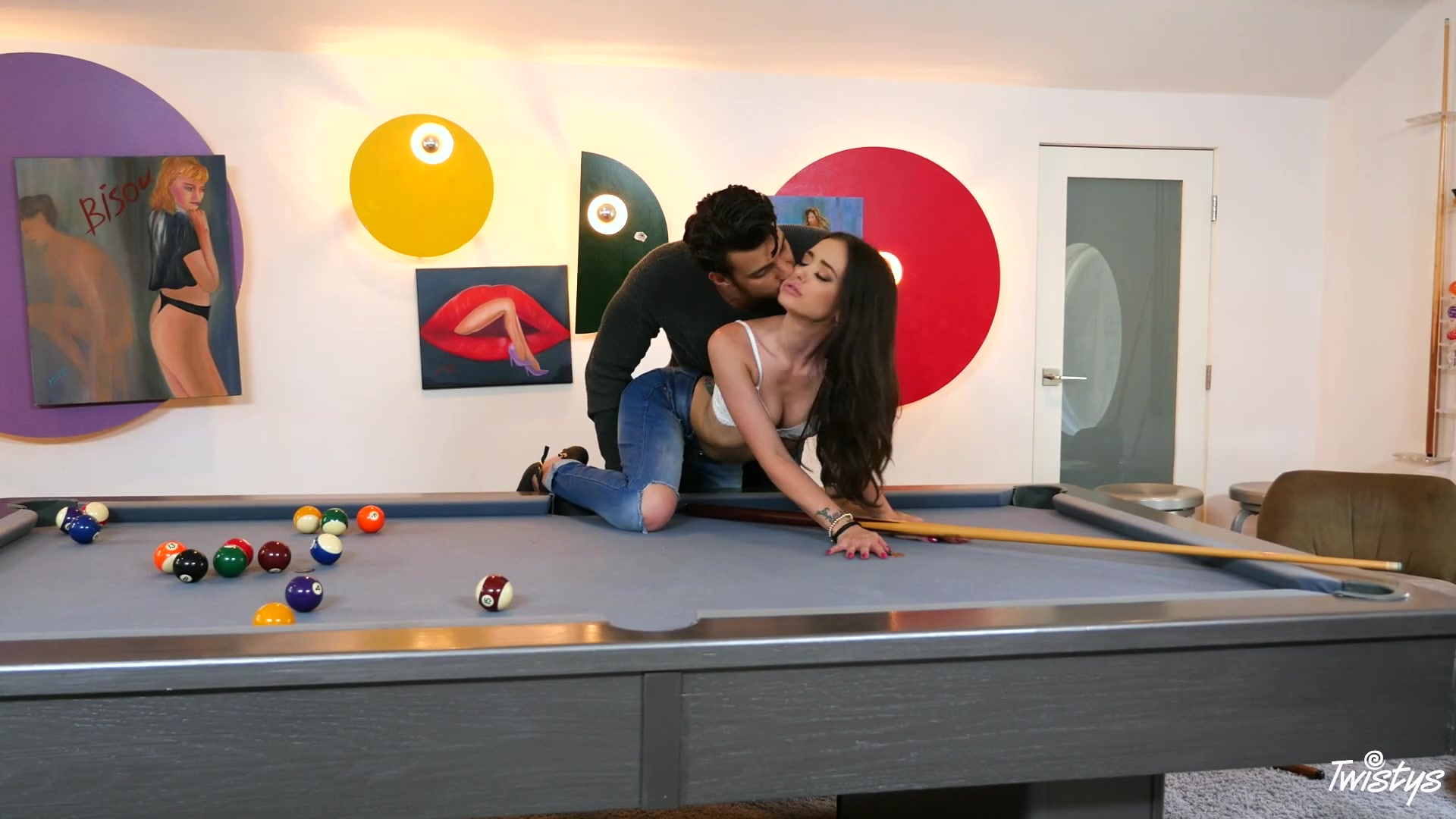After a game of billiards, sexy Gia Paige fucks on the table photo image